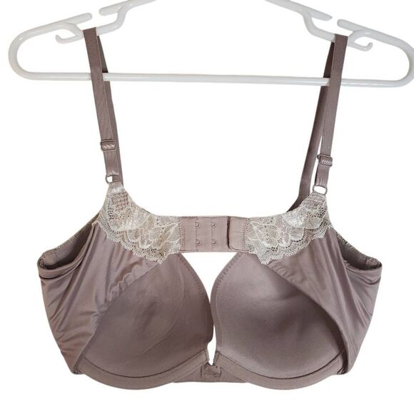 Victoria's Secret Ruched Plunge Gorge Lace Trim Underwire Bra Taupe Size 34DD - Picture 3 of 12